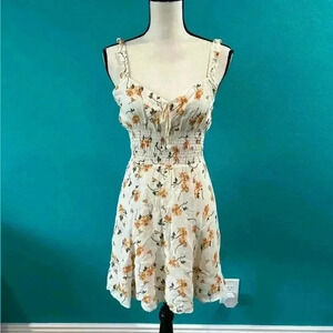 Reformation Elyse Dress Limonada Yellow Floral Mini